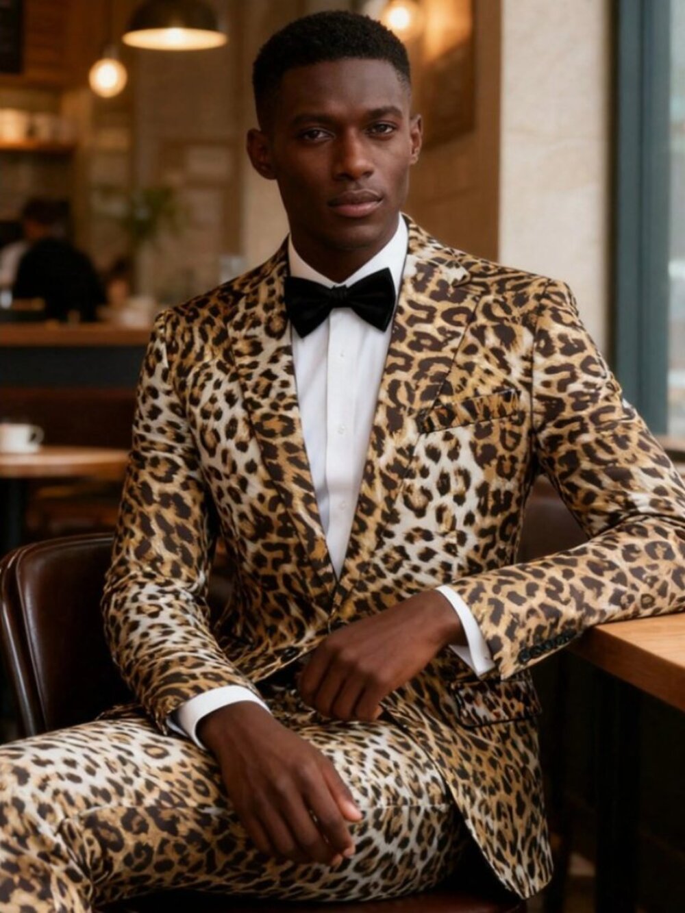 Kwame 2pc Leopard Print Casual Slim Fit Suit